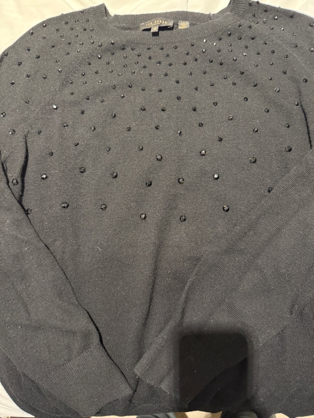 Ted Baker London Black Embellished Crew Neck Sweater